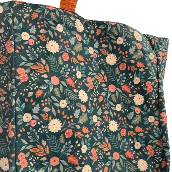 Floral Tote Bag with Orange Handles - Picture 7 of 15
